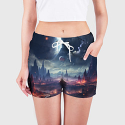 Шорты женские Фантастическая планета внутри космоса, цвет: 3D-принт — фото 2