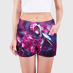 Шорты женские Яркие розовые хрусталики, цвет: 3D-принт — фото 2