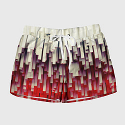 Шорты женские Блоки-сталактиты с красной подсветкой, цвет: 3D-принт