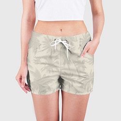 Шорты женские Бежевые пальмы паттерн, цвет: 3D-принт — фото 2