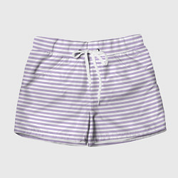 Шорты женские Холодный сиреневый в белую полоску, цвет: 3D-принт