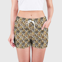 Шорты женские Мотив с мордами волков, цвет: 3D-принт — фото 2