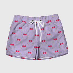 Шорты женские Ягоды на сиреневом, цвет: 3D-принт