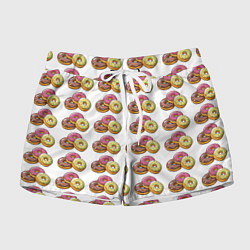 Шорты женские Пончики-фастфуд паттерн, цвет: 3D-принт