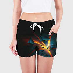 Шорты женские Разлом плиты - абстрактная расщелина, цвет: 3D-принт — фото 2