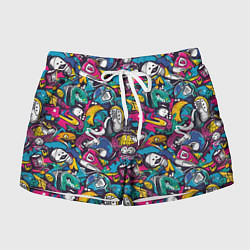 Шорты женские Граффити спортивные принадлежности, цвет: 3D-принт