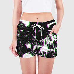 Шорты женские Краски глитч неон, цвет: 3D-принт — фото 2