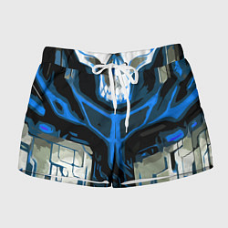 Шорты женские Blue stripes on a black and white background, цвет: 3D-принт