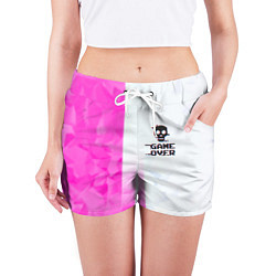 Шорты женские Game over pink abstraction, цвет: 3D-принт — фото 2