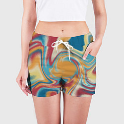 Шорты женские Абстракция цветные вихри, цвет: 3D-принт — фото 2