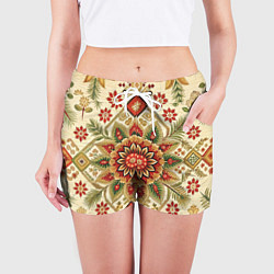 Шорты женские Стиль советского ковра узоры и орнамент, цвет: 3D-принт — фото 2