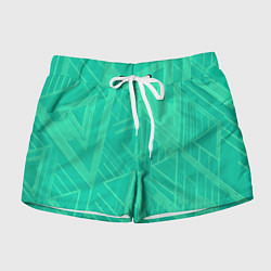 Женские шорты Мятный зелёный однотонный геометричный