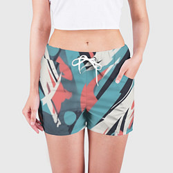 Шорты женские Граффити в пастельных тонах абстракция, цвет: 3D-принт — фото 2