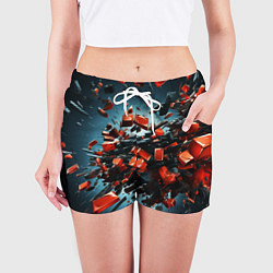 Шорты женские Геометрический взрыв пластин, цвет: 3D-принт — фото 2