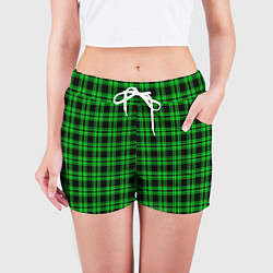 Шорты женские Чёрно-зелёный клетчатый, цвет: 3D-принт — фото 2