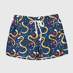 Шорты женские Новогодний паттерн символ года 2025, цвет: 3D-принт