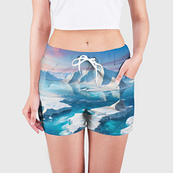 Шорты женские Арктика льдины, цвет: 3D-принт — фото 2