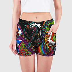 Шорты женские Оптический узор девушка, цвет: 3D-принт — фото 2