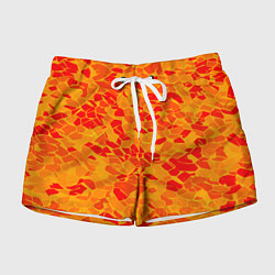 Шорты женские Красные плитки на жёлтом фоне, цвет: 3D-принт