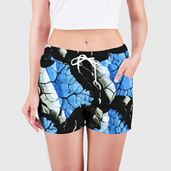 Шорты женские Чёрные линии на чёрно-синем фоне, цвет: 3D-принт — фото 2