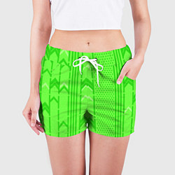 Шорты женские Закулисье зелёные обои, цвет: 3D-принт — фото 2
