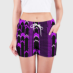 Шорты женские Фиолетовые обои на чёрном фоне, цвет: 3D-принт — фото 2