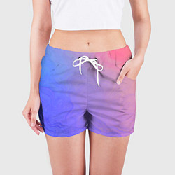 Шорты женские Сине фиолетовый градиент, цвет: 3D-принт — фото 2