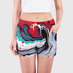 Шорты женские Флюид арт абстракция, цвет: 3D-принт — фото 2