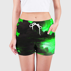 Шорты женские Кислотный зелёный закат, цвет: 3D-принт — фото 2