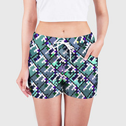 Шорты женские Бирюзовый абстрактный паттерн, цвет: 3D-принт — фото 2