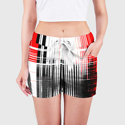 Шорты женские Красно-чёрный гранж на белом фоне, цвет: 3D-принт — фото 2