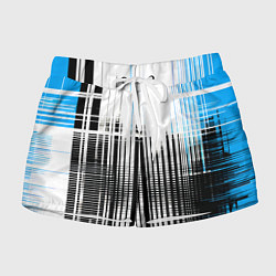 Шорты женские Сине-чёрный гранж на белом фоне, цвет: 3D-принт