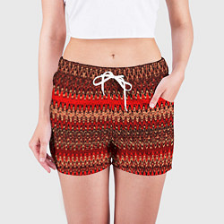 Шорты женские Красный узоры, цвет: 3D-принт — фото 2