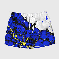 Шорты женские Сине-жёлтая абстракция на белом фоне, цвет: 3D-принт