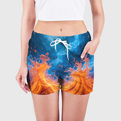Шорты женские Яркое пламя в воде, цвет: 3D-принт — фото 2