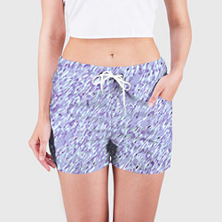 Шорты женские Холодный сиреневый текстурированный, цвет: 3D-принт — фото 2