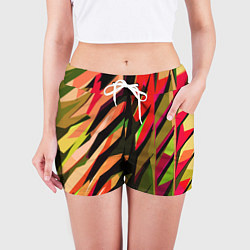 Шорты женские Красно-чёрная абстракция, цвет: 3D-принт — фото 2