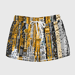Шорты женские Cyberpunk pattern yellow, цвет: 3D-принт