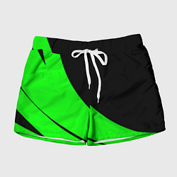 Шорты женские Чёрный с зелёным двуцветный, цвет: 3D-принт