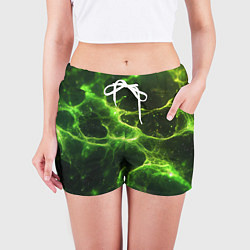 Шорты женские Зеленые волокна текстура, цвет: 3D-принт — фото 2