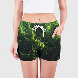 Шорты женские Зеленые волокна - текстура, цвет: 3D-принт — фото 2