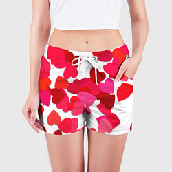 Шорты женские Сердца россыпь, цвет: 3D-принт — фото 2