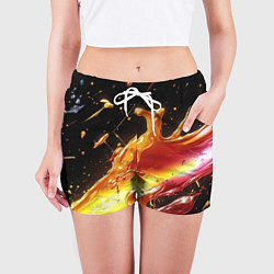 Шорты женские Динамичная краска текстура, цвет: 3D-принт — фото 2