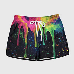 Шорты женские Разноцветные потеки краски, цвет: 3D-принт