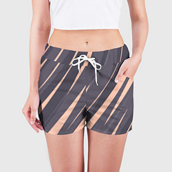 Шорты женские Перламутровый серый полосы, цвет: 3D-принт — фото 2