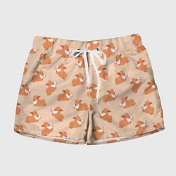Шорты женские Паттерн с забавными щенками породы корги, цвет: 3D-принт