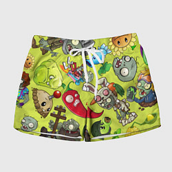 Шорты женские Растения против зомби с героями, цвет: 3D-принт