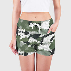 Шорты женские Зеленый фактурный камуфляж, цвет: 3D-принт — фото 2