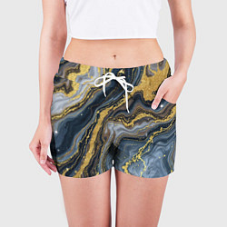 Шорты женские Золотые диагонали, цвет: 3D-принт — фото 2