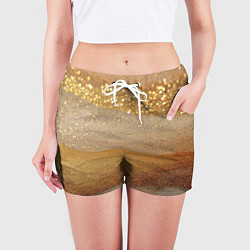 Шорты женские Бежевые блестяшки текстура, цвет: 3D-принт — фото 2